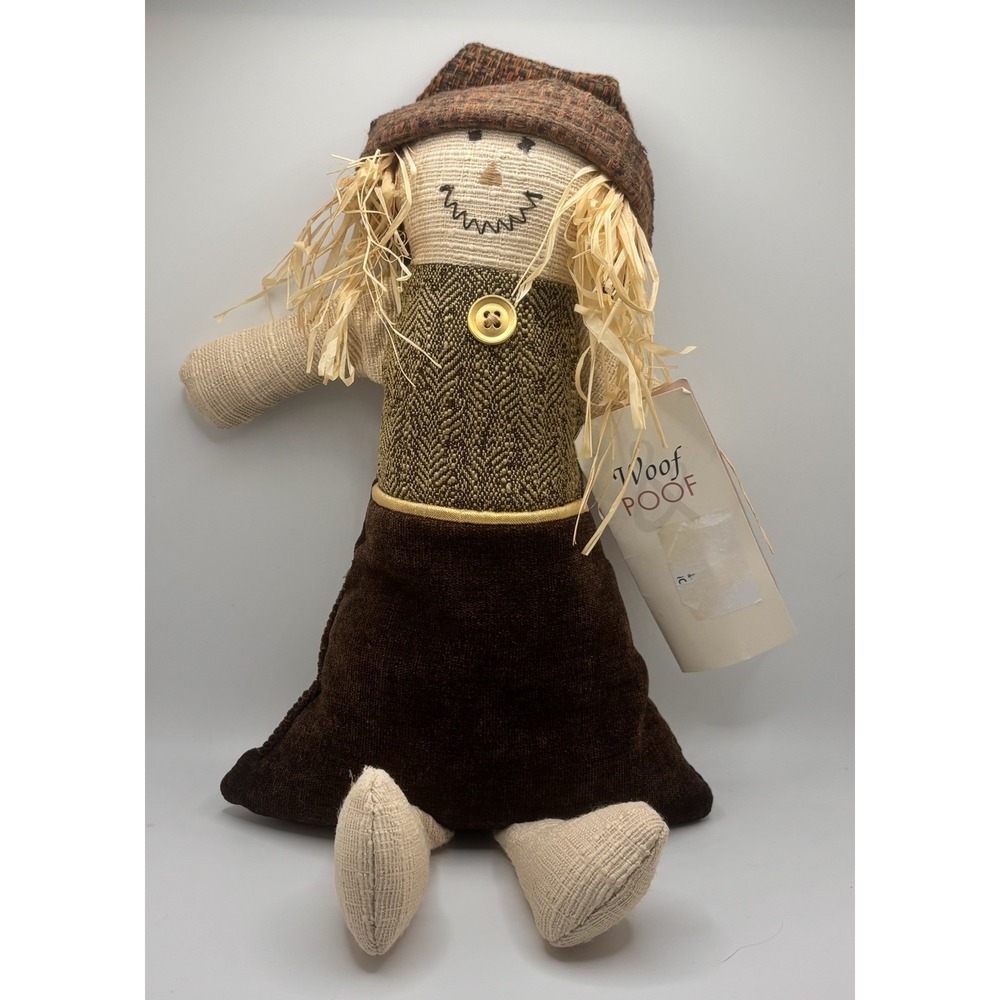Woof & Poof 2011 Fall Harvest Scarecrow Girl Plush Shelf Sitter 14" NWT USA